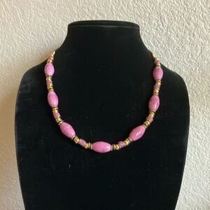Light‎ Purple Lilac and Gold Beaded Vintage Necklace